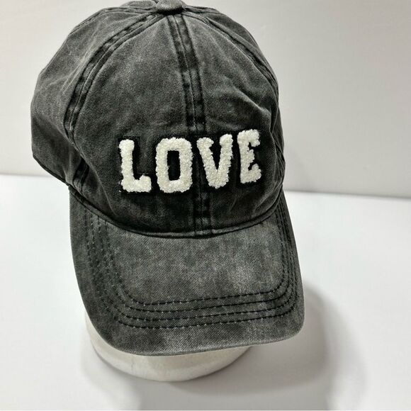 David and Young Gray Baseball Hat Cap Fashion Hat LOVE Logo Chambray Denim Style - Picture 9 of 9